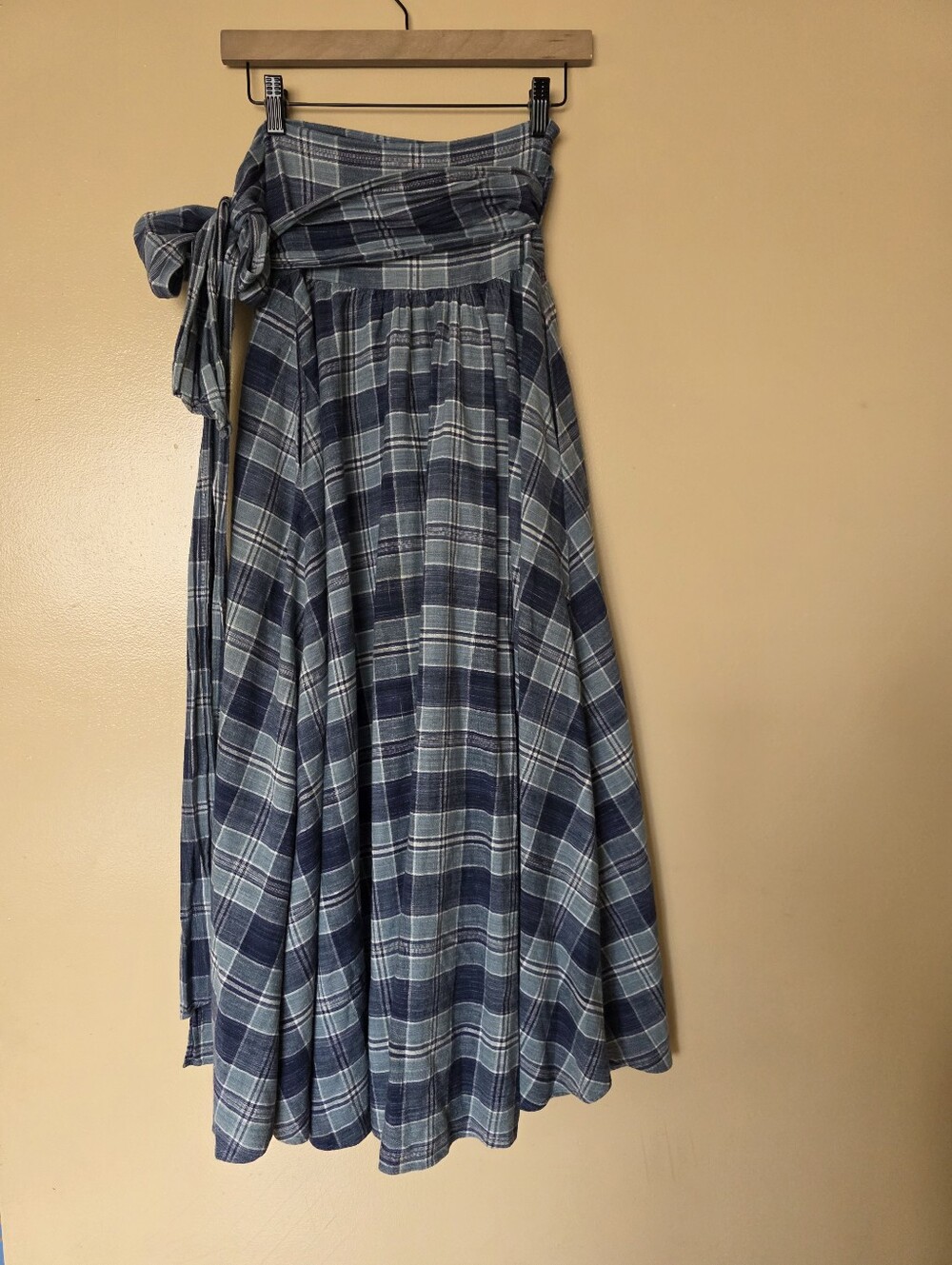 VTG 80s Ralph Lauren Blue Label Bergdorf Goodman Madras Plaid Wrap Maxi Skirt 10 - Picture 9 of 16
